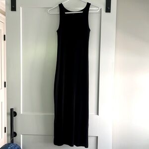 Quince Sleeveless Ribbed Tencel Midi Dress in Black